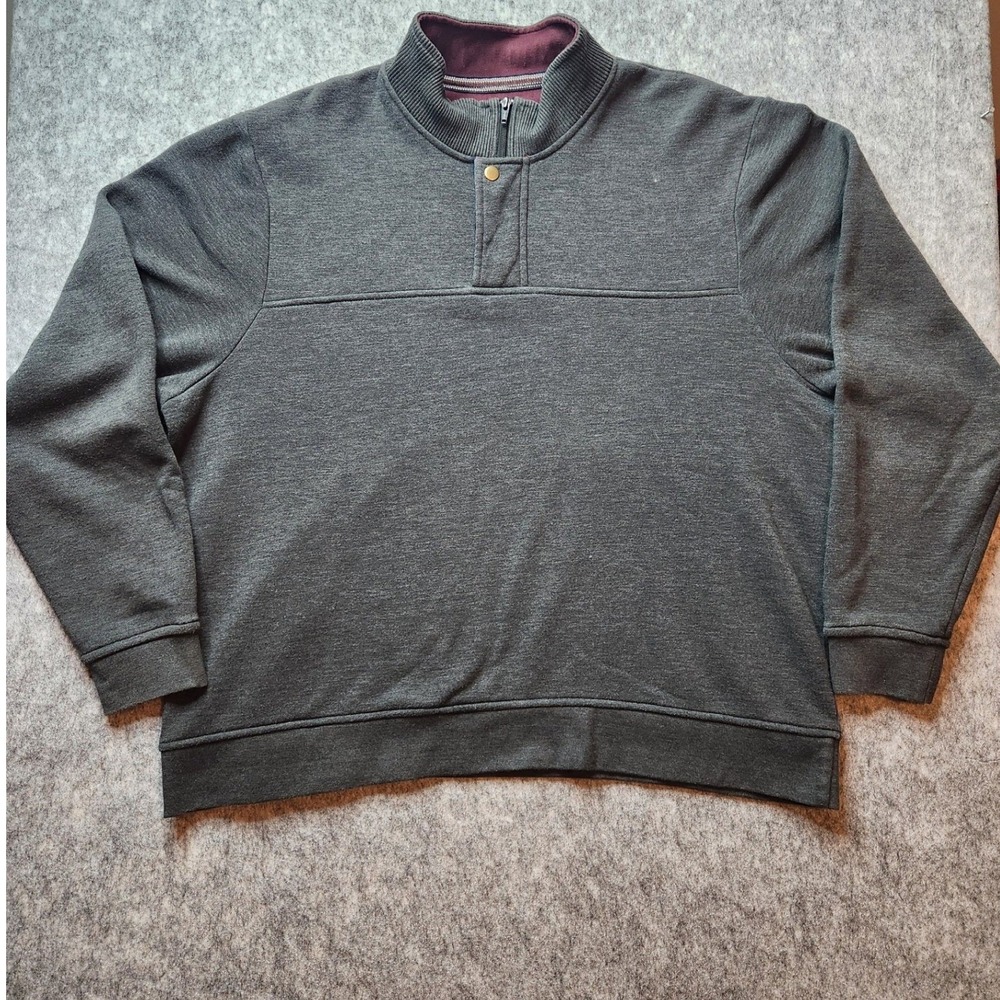 Orvis Sweatshirt Mens 2XL‎ Gray Quarter Zip Mock Neck Snap Pullover Cotton Blend
